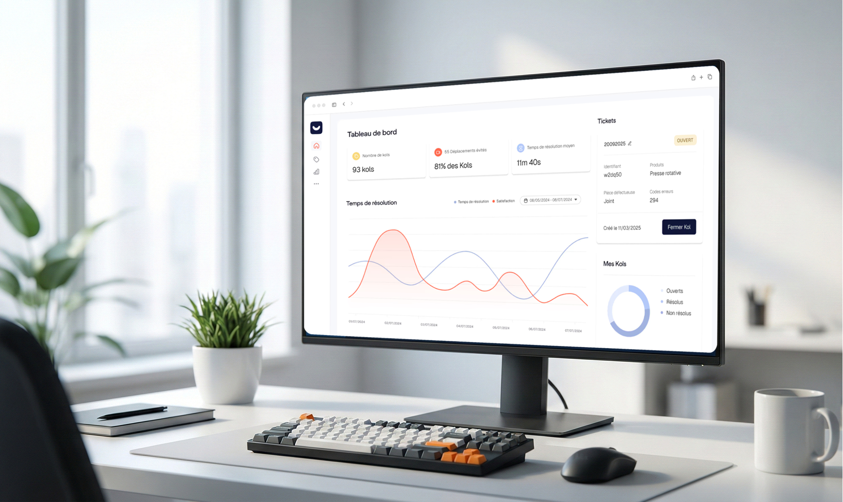 Dashboard logiciel SAV Kolus - Gestion intervention